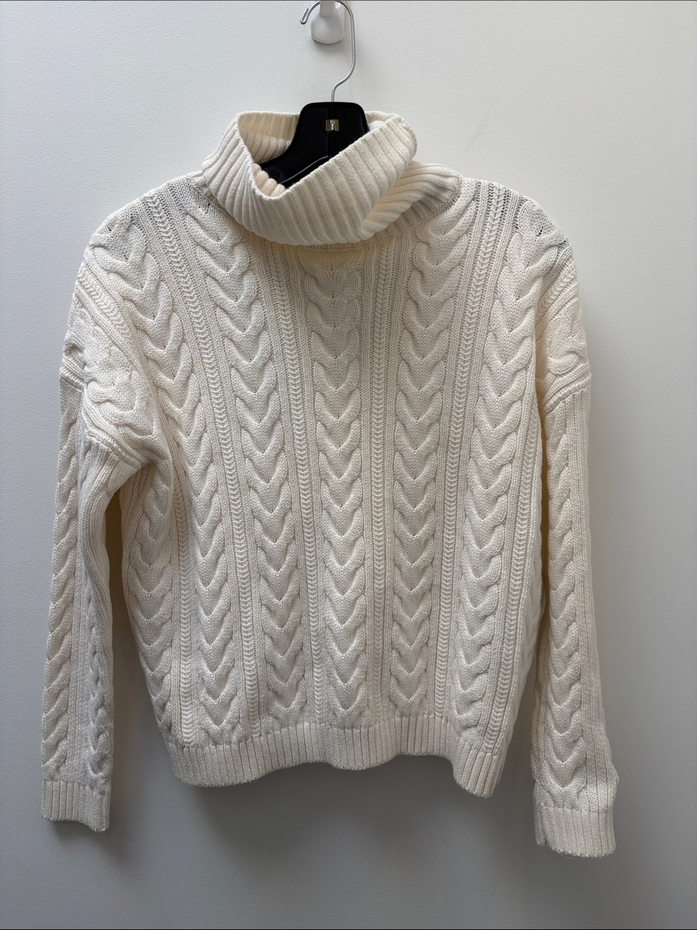 Superdry 100% CottonCable Turtleneck Sweater Size 4 NWOT Ivory